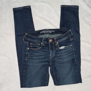 American Eagle Dark Denim Lowrise Skinny Stretch Jeans Size 2